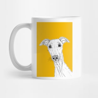 Whippet Dog Portrait ( yellow background ) Mug